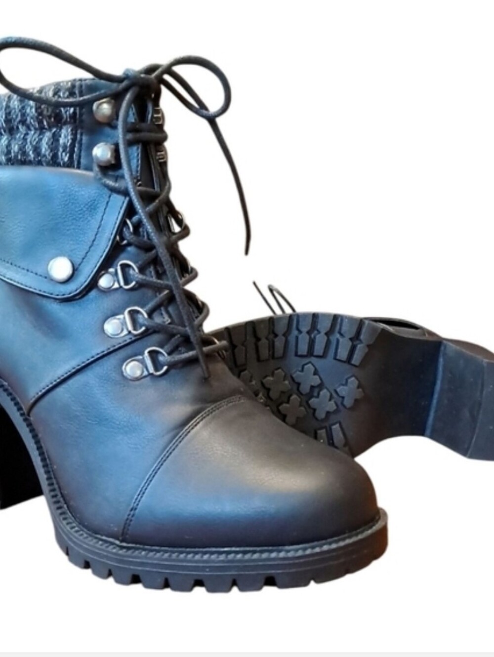 Torrid Black Hiker Boot Lug Sole Sweater Trim Size 11WW